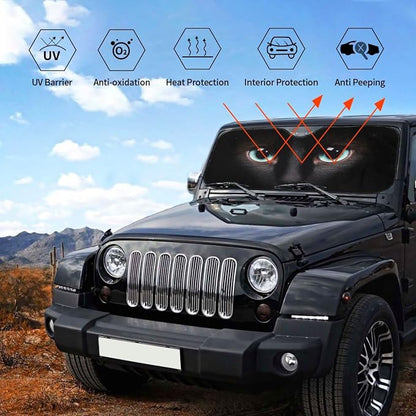 Black cat Eyes Car Windshield Sunshade Front Window Sun Visor Protector - Image 5