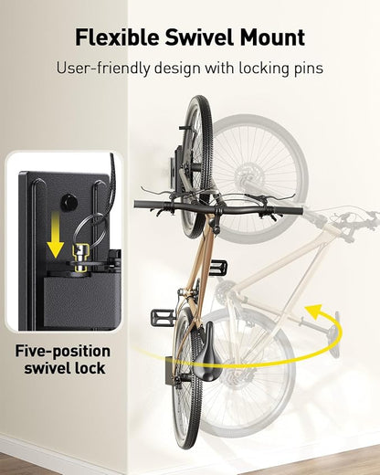 AM alphamount Swivel Bike Wall Mount, Metal Wall Bike Rack - Image 2
