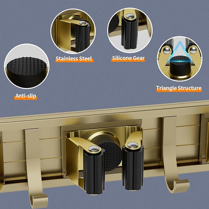 Broom Holder Wall Mount Mop and Broom Hanger Wall Mounted Garage Storage Rack - Image 3