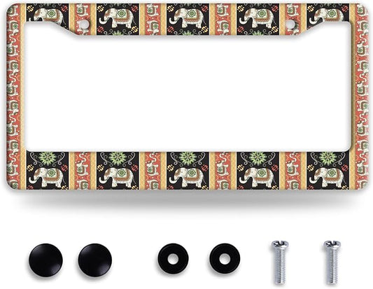 Tribal Elephant License Plate Frame Boho Animal License Plate Frames Funny Auto by NINANMY