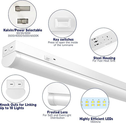 4FT LED Linear Strip Light, LED Shop Lights 30W/35W/40W Selectable, 4 Color - Image 5
