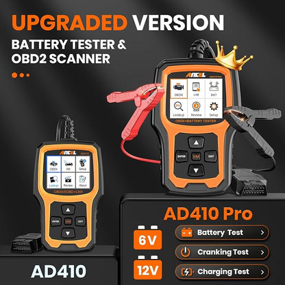 ANCEL AD410 PRO OBD2 Scanner and Battery Tester, 2-in-1 Car Diagnostic Tool - Image 2