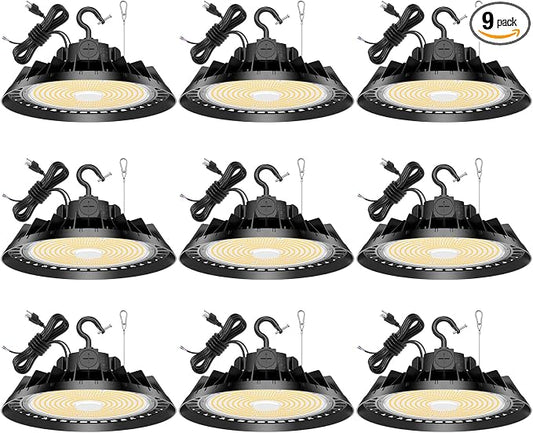 9Pack LED High Bay Lights, 300W UFO High Bay LED Shop Lights, 45000LM by BBESTLED
