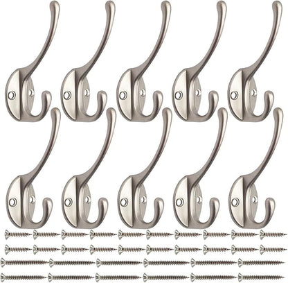 IBosins 10 Pack Heavy Duty Dual Coat Hooks Wall Mounted by IBosins