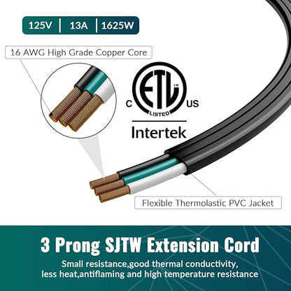 Elecan Flat Plug Extension Cord 3 Ft 2 Pack - Image 5