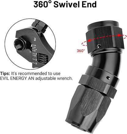 EVIL ENERGY 10AN 30 Degree One Piece Full Flow Hose End Fitting Swivel - Image 4