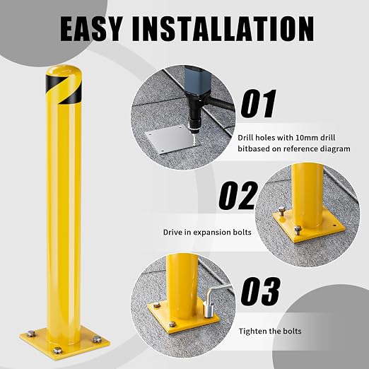 Safety Bollards, Bollards Steel 48 inch, 4.5 Inch Diameter Parking Bollard - Image 4