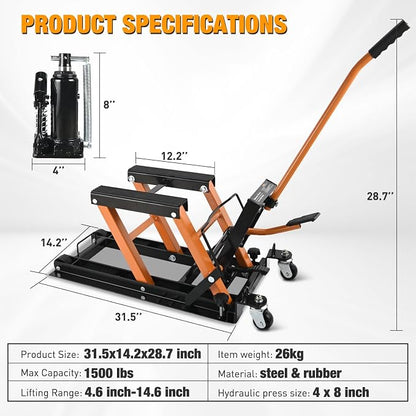 Nilight Motorcycle Lift Jack 1500 LBS Hydraulic Lifts ATV Scissor Jacks - Image 7