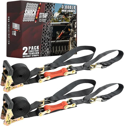 Ratchet Strap, 7’ x 1.5" Shock Absorbing Heavy Duty Tie Downs by SHOCKSTRAP