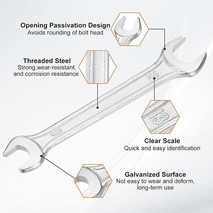 HARFINGTON 5pcs Double Open End Wrench 10mm x 13mm Metric 15 Degree Offset - Image 4