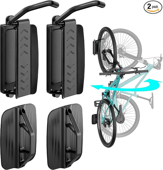 Bike Rack Garage, Bike Wall Mount Heavy Duty, Holds 77 Lbs, Swivel Bike Hangers by Pegzone