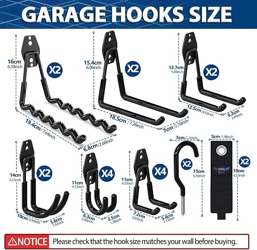3-H Garage Wall Hooks 60 Pack, Heavy Duty Garage Hooks - Image 2