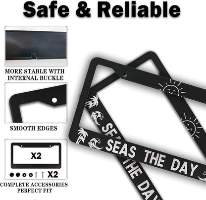 License Plate Frames for Men Black and White License Plate Cover for Women Seas - Image 4