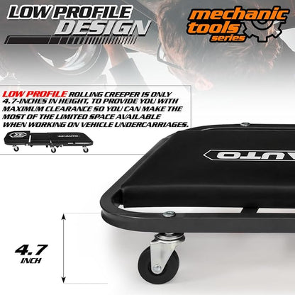 M-AUTO Foldable Z Creeper 2-in-1 Rolling Folding Car Creeper & Seat, 330LBS - Image 6