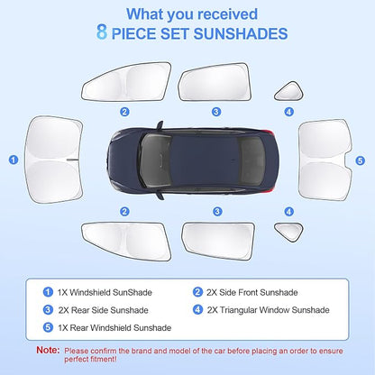 8pcs Car Window Shades for Nissan Sentra 2014-2019 Accessories, Windshield Side - Image 7