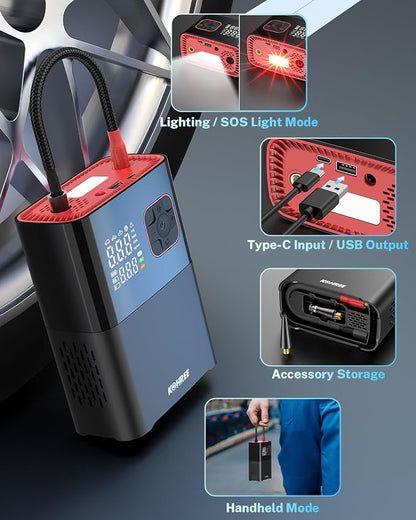 Kohree Tire Inflator Portable Air Compressor, 58LPM Faster Dual Cylinder Air - Image 7