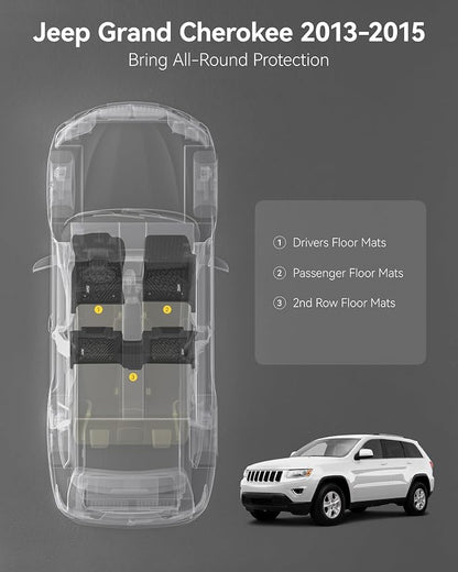 3W Floor Mats Compatible for Jeep Grand Cherokee 2013-2015 TPE All Weather - Image 2