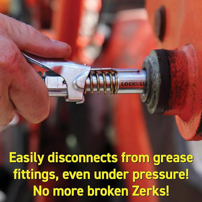 LockNLube Grease Gun Coupler locks onto Zerk fittings. Grease goes in, not on - Image 5