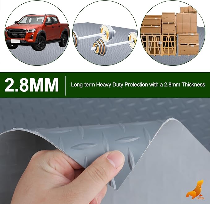 SEAL 6 x 15 Ft Premium Garage Floor Mat, Solid 2.8mm Thick Gray Commercial - Image 3