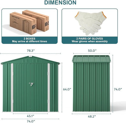 Gizoon Outdoor Storage Shed 6 x 4 FT, Galvanized Metal Garden Shed - Image 7