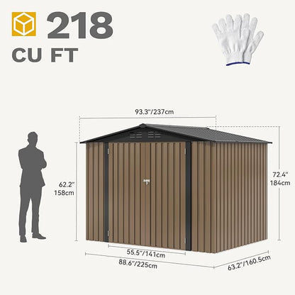 DWVO 8'x6' Large Metal Outdoor Storage Shed, Heavy Duty Tool Storage Sheds - Image 8