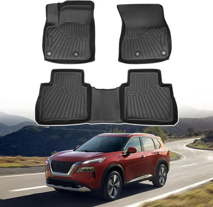 Powerty Floor Mats for 2021-2023 2024 2025 Nissan Rogue Accessories All Weather by Powerty