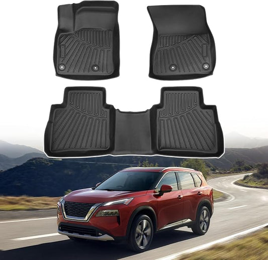 Powerty Floor Mats for 2021-2023 2024 2025 Nissan Rogue Accessories All Weather by Powerty