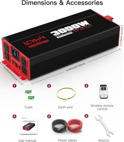 3000 Watts Pure Sine Wave Power Inverter 24V DC to 110V 120V AC Converter - Image 7