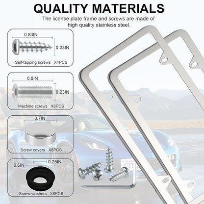 LivTee Chrome License Plate Frames, 4 Holes Stainless Steel License Plate Covers - Image 4