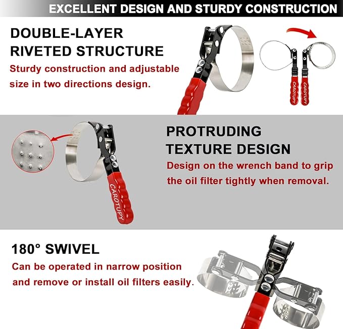 Small Swivel Oil Filter Wrench, Oil Filter Removal Tool, Adjustable Filter - Image 4