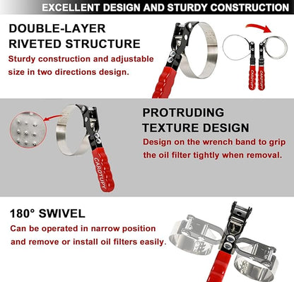 Small Swivel Oil Filter Wrench, Oil Filter Removal Tool, Adjustable Filter - Image 4