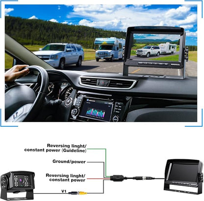 Rear View Camera Kit, Wired Backup Camera System 7 Inch Monitor IP69 Waterproof - Image 3