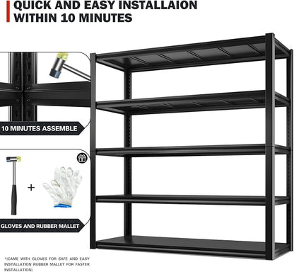 REIBII 48.2" W Garage Shelving Heavy Duty Metal Shelving 3000LBS Storage - Image 9