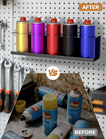 6 Pack Spray Can Holder Organizer, Wall-Mounted Steel Spray Bottle Rack - Image 4