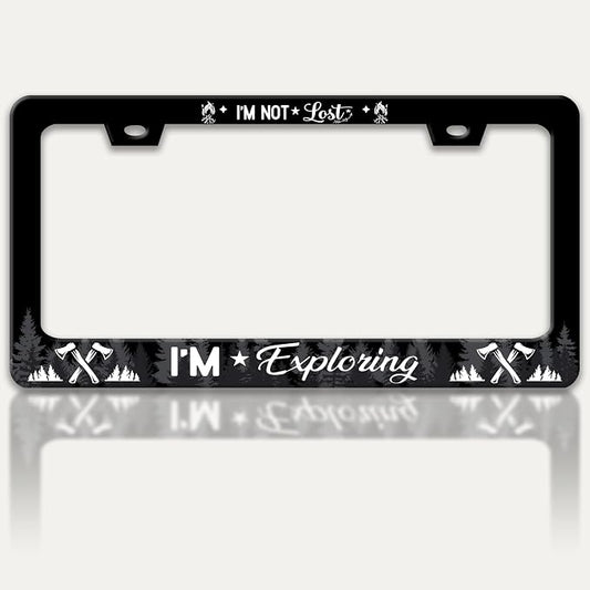 I'm Not Lost I'm Exploring License Plate Frame Adventure Forest License Plate by RTINRAN