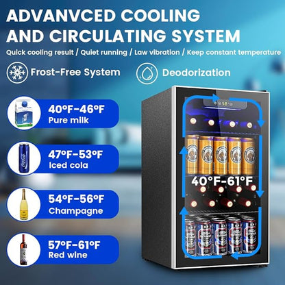 Mini Fridge 130 Can Beverage Refrigerator Cooler, 3.2 Cu.Ft Drink Fridge - Image 4
