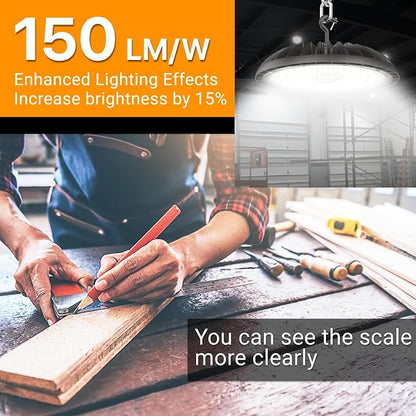 Led High Bay Light 150W, 5000K Bright High Bay Led Lights 22500LM, Durable UFO - Image 2