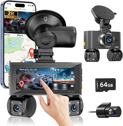 4 Channel Dash Cam Front and Rear, 360°Dash Camera by Zunfly