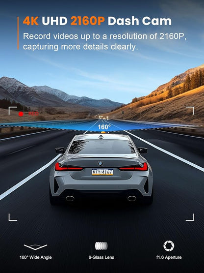 4K Dash Cam Front, Built-in 5G WiFi, 64GB Card Included, Dash Camera - Image 3