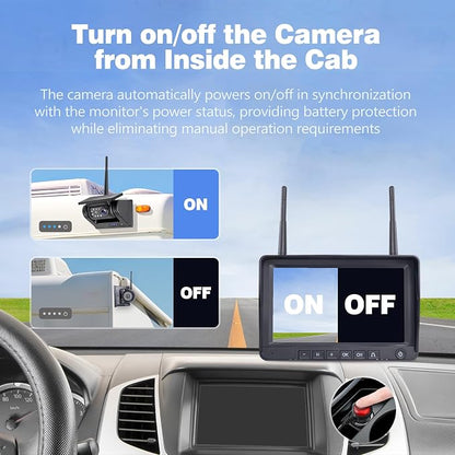 7" 3-Magnetic Wireless RV Backup Camera, HD1080P DVR Monitor, IP69 Waterproof & - Image 5