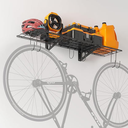 1x4 ft Garage Shelving with 6 Bike Hooks, Pantry Storage, 150 lbs Total Load by eShelf
