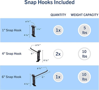 8 Pack Heavy Duty Slatwall Hooks, Snap & Heavy-Duty Hooks Mix, Organize Garage - Image 6