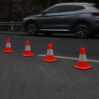 8 Pack All-PVC 1-Piece Traffic Cones, 360° Visible Fluorescent Orange-Red - Image 6