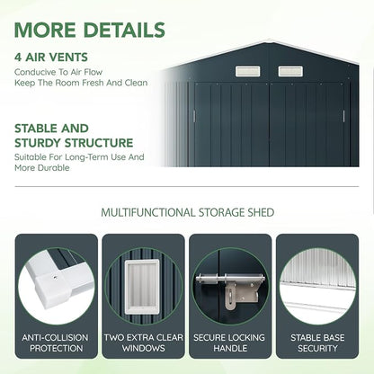 10X10X7.5 FT Outdoor Steel Storage Shed - Image 3