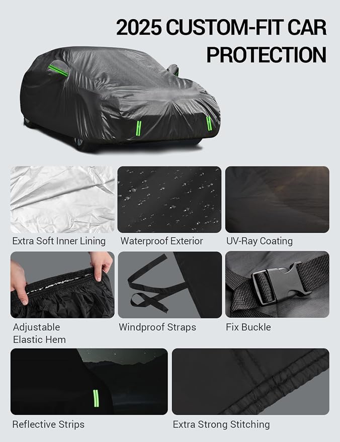 Proadsy 2025 Upgrade Car Cover for Ford Mustang 1994-2023 2024 2025, Waterproof - Image 8