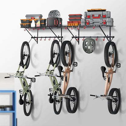 VEVOR Bike Storage Rack, 4 Bike Racks, Wall Mount Bike Storage Hanger - Image 8