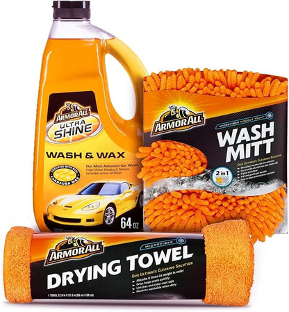 Armor All Car Wash Kit, Includes Car Wash Soap, Wash Mitt & Microfiber Towel by ArmorAll