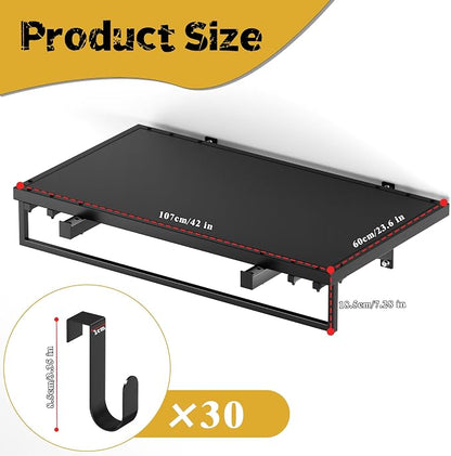 2pcs Garage Wall Shelving - 42in Extra Large Heavy Duty Floating Shelves - Image 2
