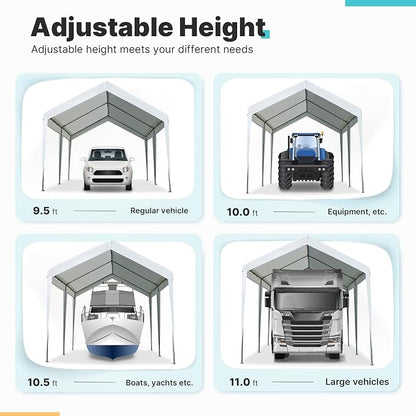 ADVANCE OUTDOOR Adjustable 10x20 ft Heavy Duty Carport Car Canopy Garage Boat - Image 2