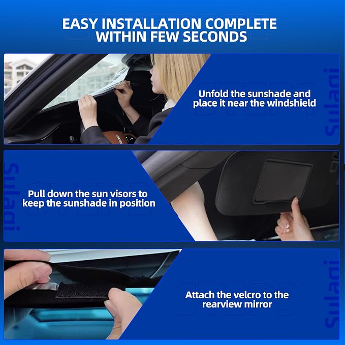 Windshield Sun Shade for Ni-ss-an Murano 2015-2024 Foldable Sunshade Custom Fit - Image 5